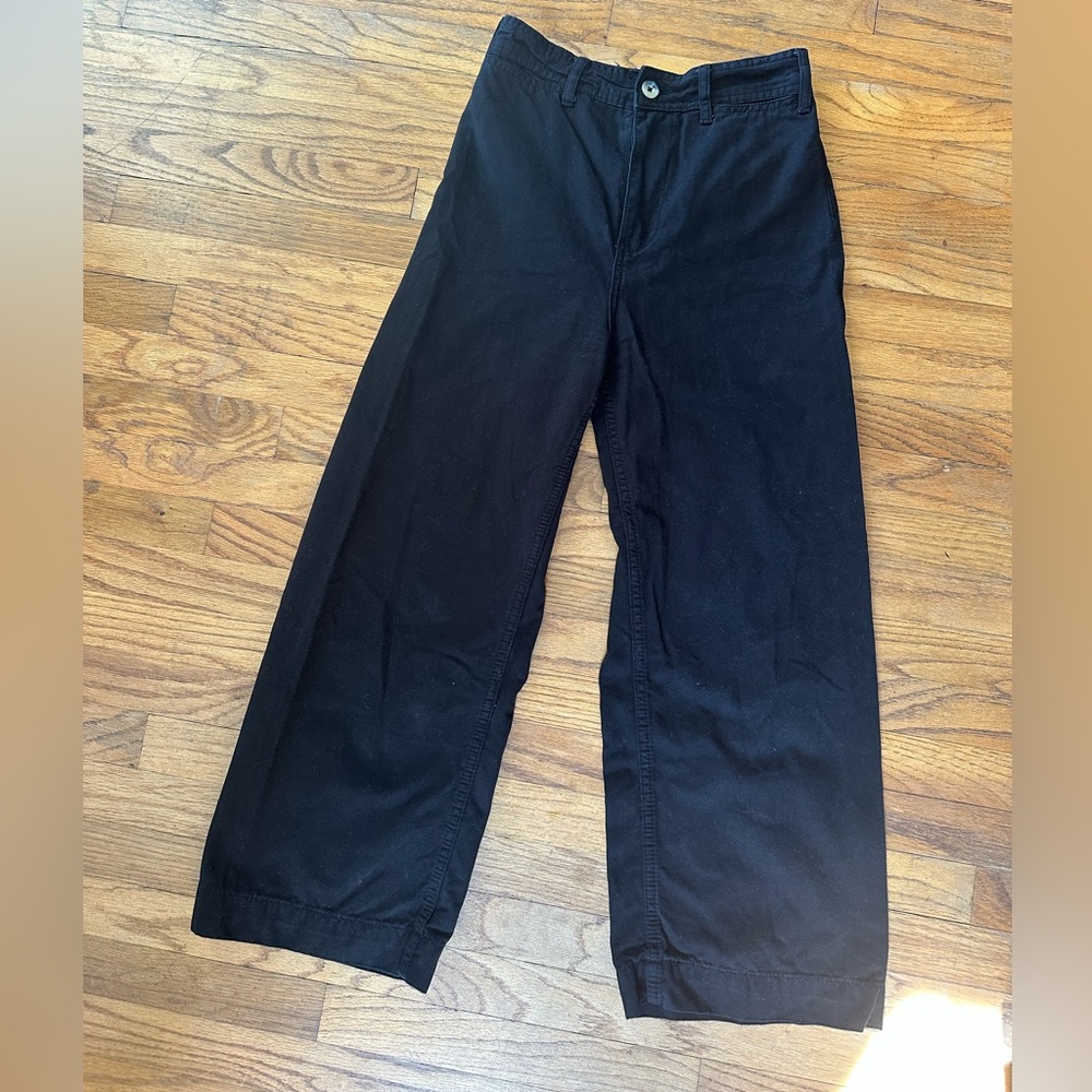 Free People black crop high waist wide leg Black Pants size 24 ✨vintage style✨